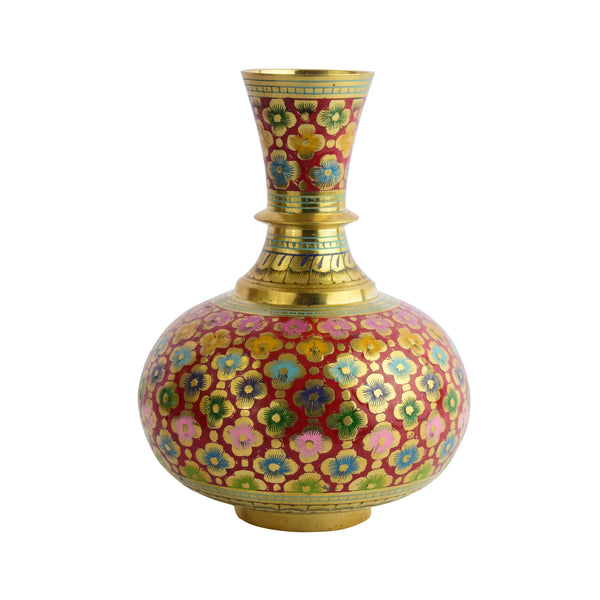 Trident EXIM Handmade Brass Home Decor Vase, Painted Engraved Decorations Of High Quality  & Purity.