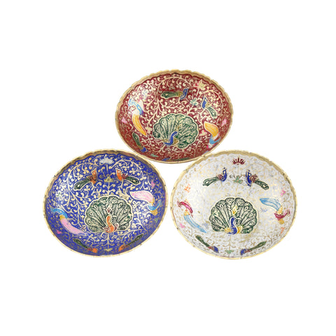 Trident EXIM Handmade Brass Home Decor , Painted & Engraved Decorations Of High Quality & Purity Bowl Set Of 3