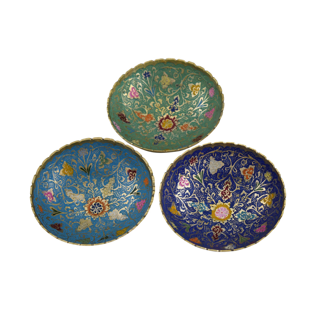 Trident EXIM Handmade Brass Home Decor , Painted & Engraved Decorations Of High Quality & Purity Bowl Set Of 3
