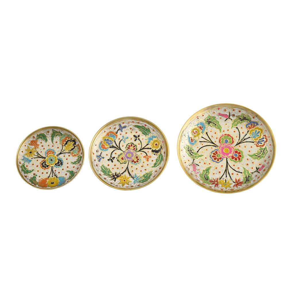 Plate Set, Handmade Brass Home Décor | Painted & Engraved Decorations Of High Quality & Purity