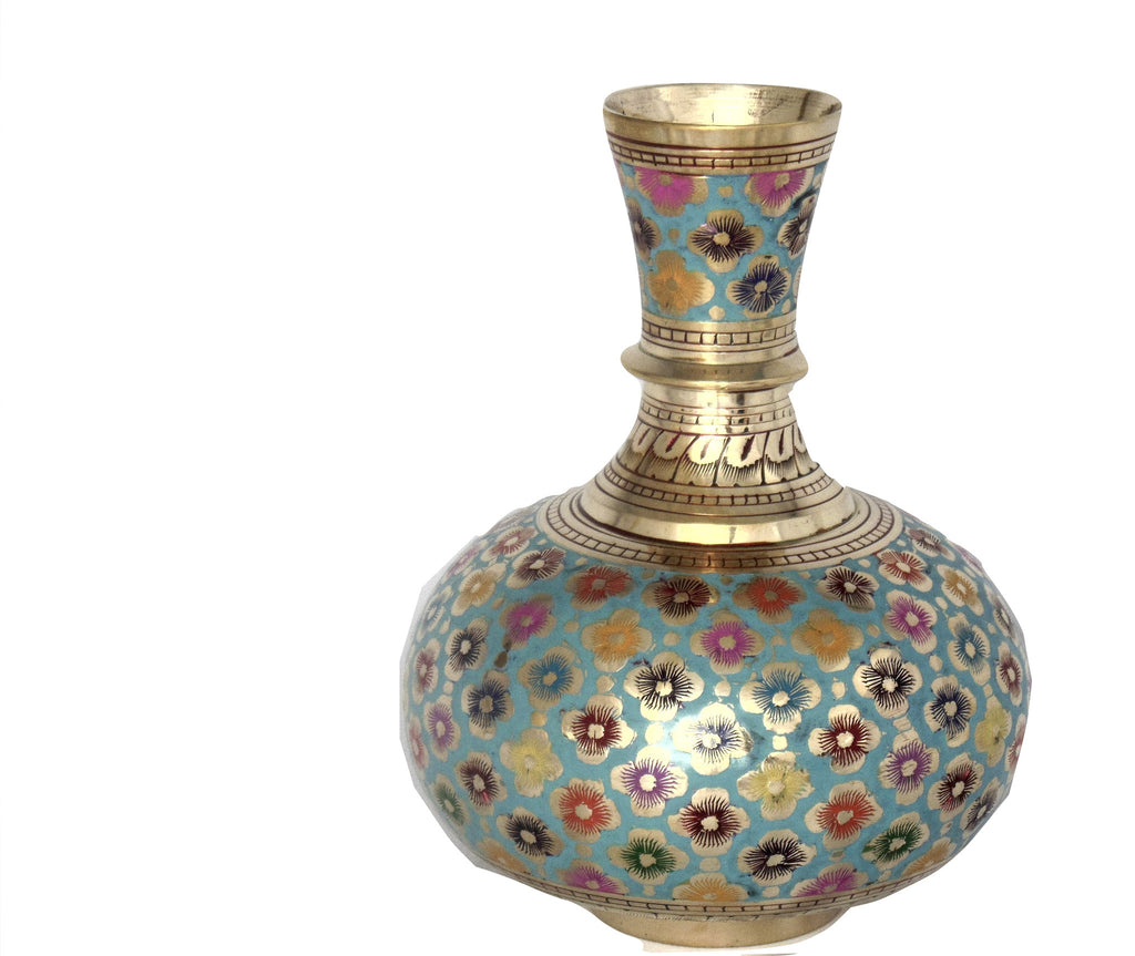 Trident EXIM Handmade Brass Home Decor Vase, Painted Engraved Decorations Of High Quality  & Purity.
